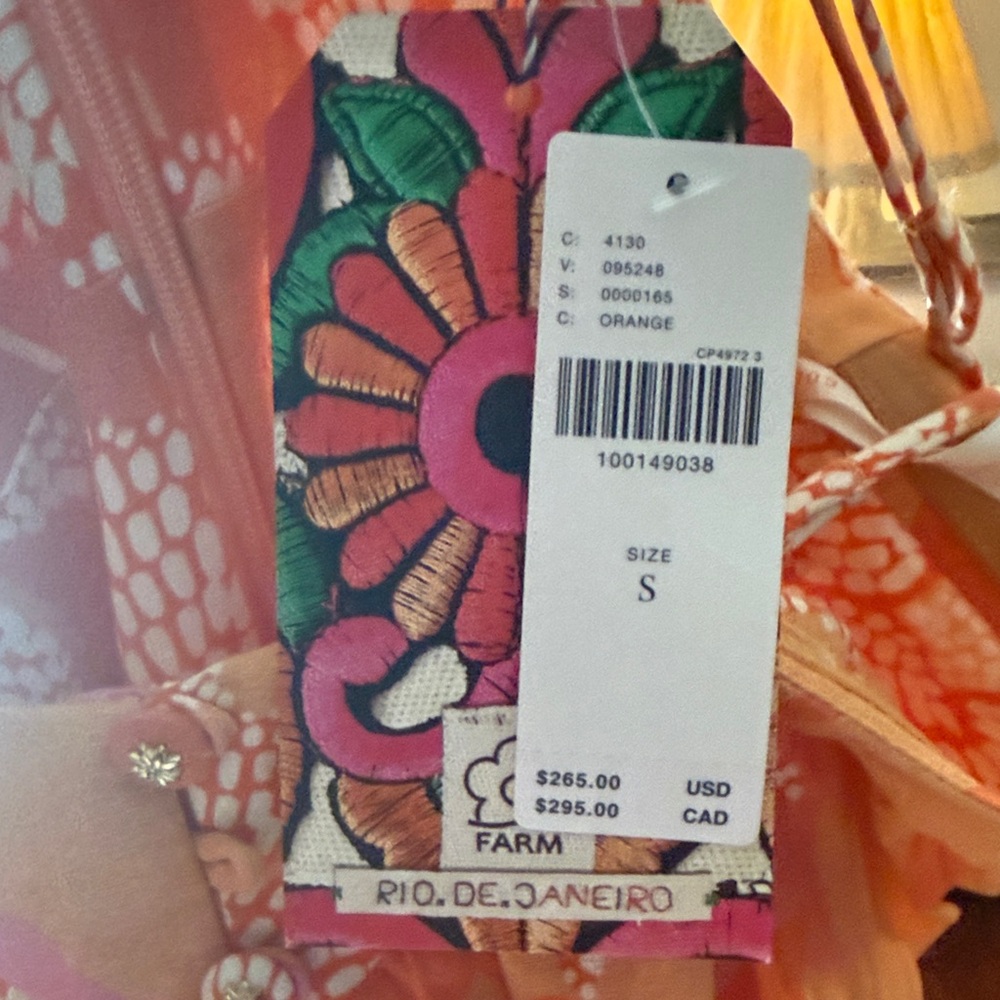 FARM Rio Strapless Maxi Dress in Terracotta, Cream & Pink Print - Picture 9 of 11